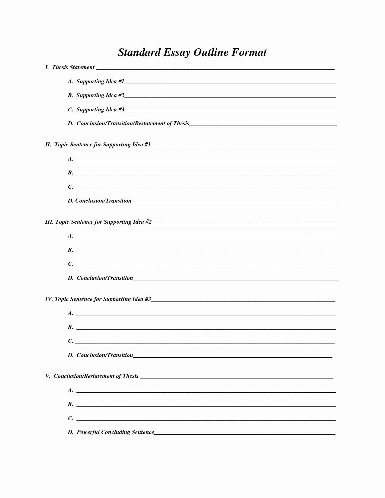 Argumentative Essay Outline Template Best Of 14 Best Of College Essay Outline Worksheet Essay