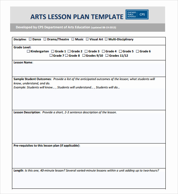 Art Lesson Plan Template Inspirational Sample Art Lesson Plan 8 Documents In Pdf Word