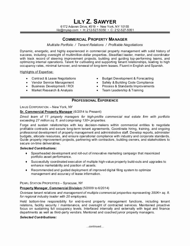 Assistant Property Manager Job Description New Property Manager Resume Sample