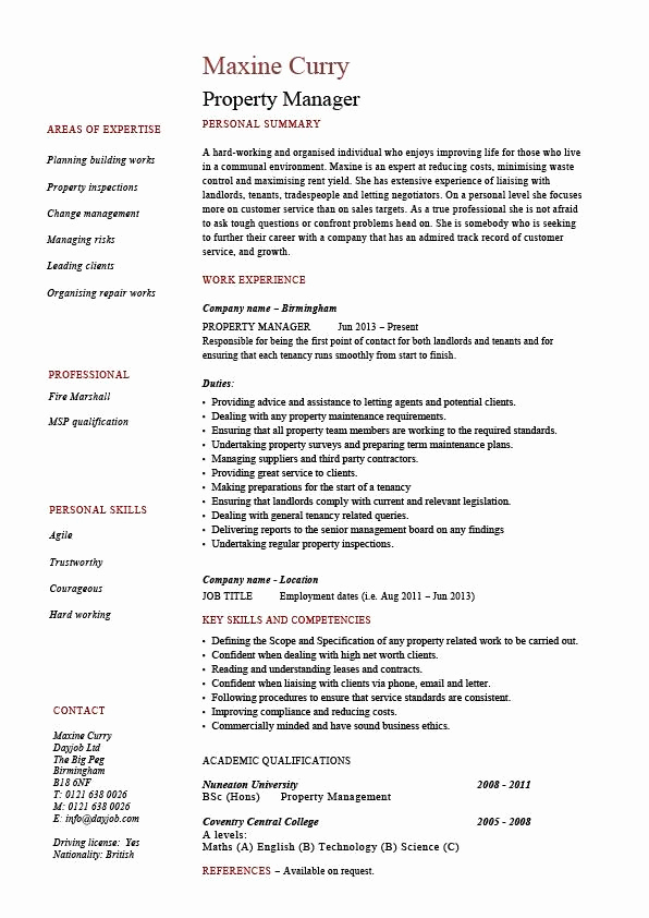 Assistant Property Manager Job Descriptions Best Of Property Manager Resume Example Sample Template Job