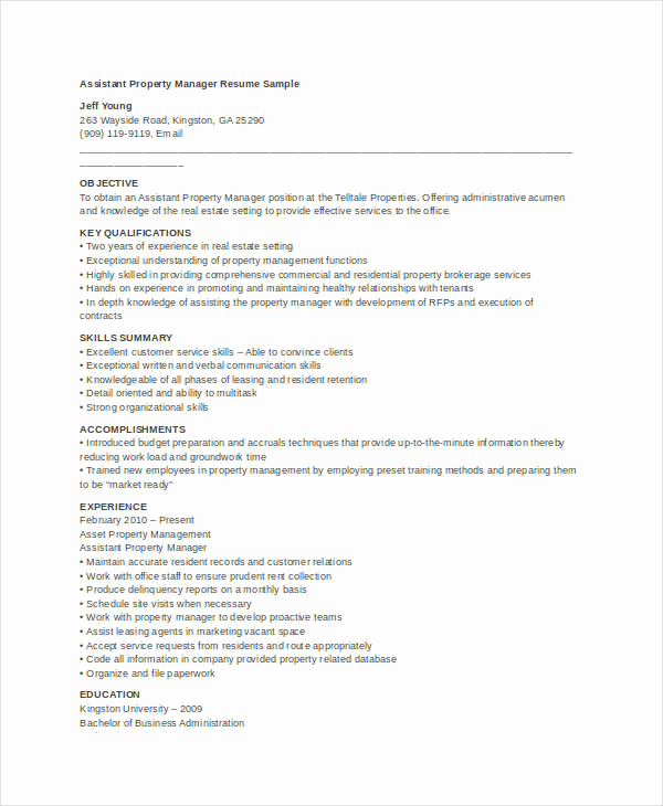 Assistant Property Manager Resume Inspirational 10 Property Manager Resume Templates Pdf Doc