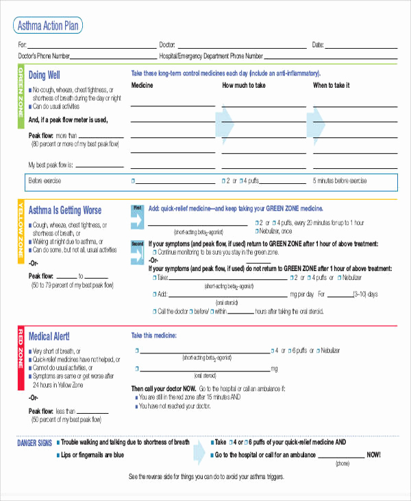 Asthma Action Plan form Luxury 39 Sample Action forms In Pdf