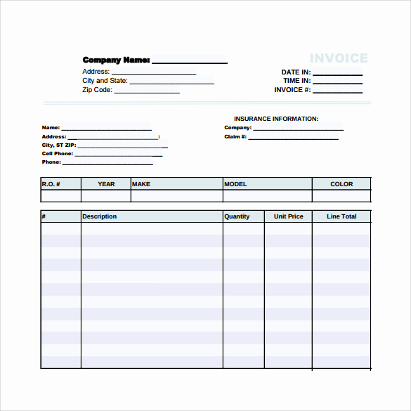 Auto Repair Invoice Template Awesome 12 Sample Auto Repair Invoice Templates to Download