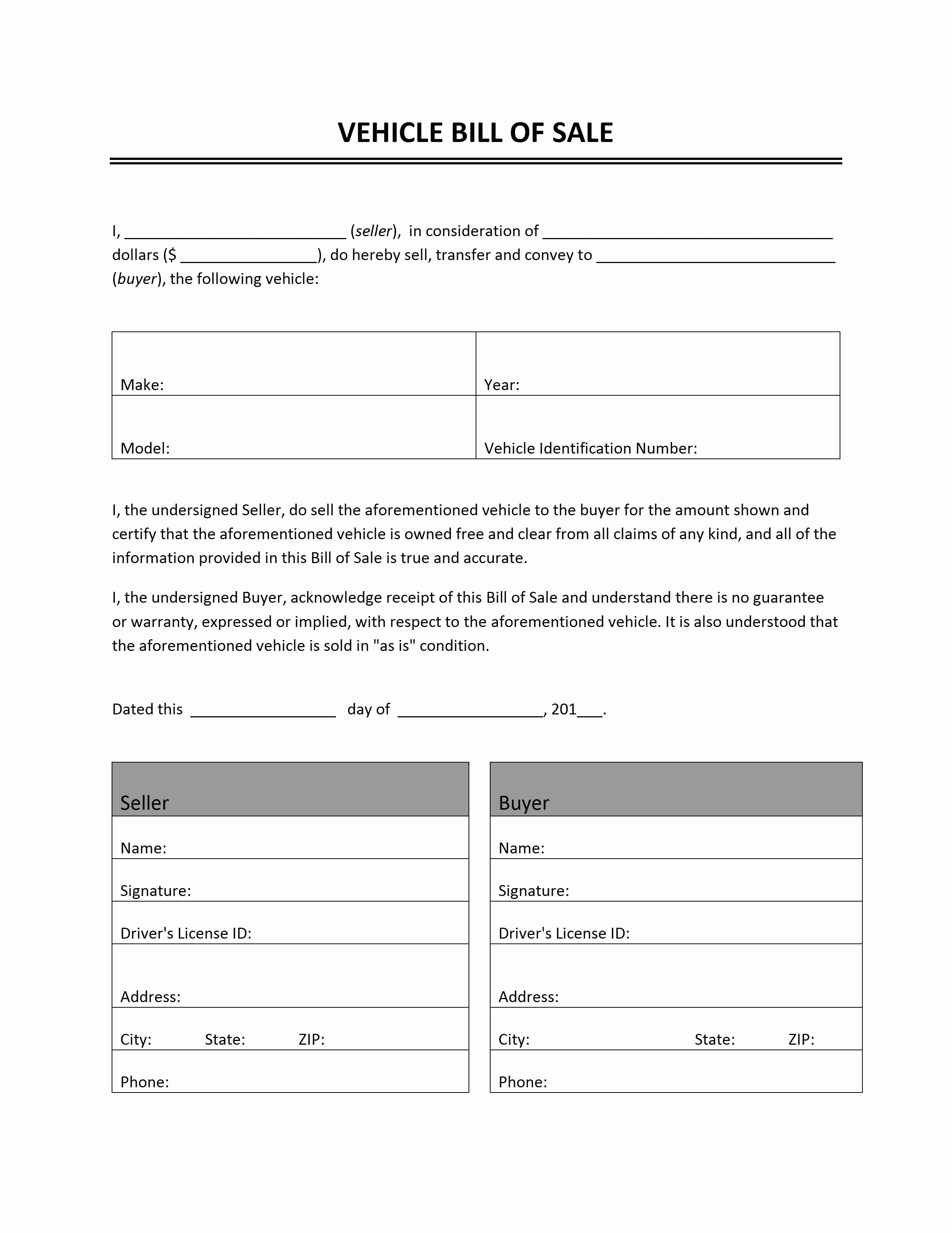 Automotive Bill Of Sale Template Awesome Vehicle Bill Of Sale