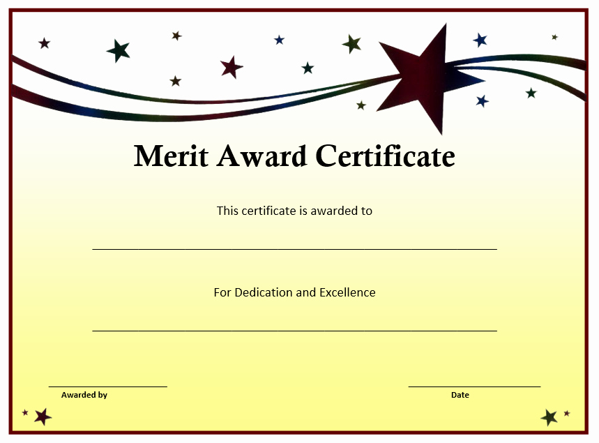 Award Certificate Template Word Elegant Merit Award Certificate Template