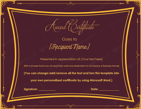Award Certificate Template Word Inspirational 10 Best Award Certificate Templates for 2016