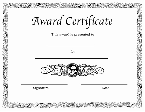 Award Certificate Template Word Luxury Printable Award Certificate Templates