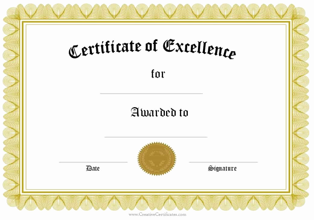 Award Certificate Template Word Unique Free formal Award Certificate Templates