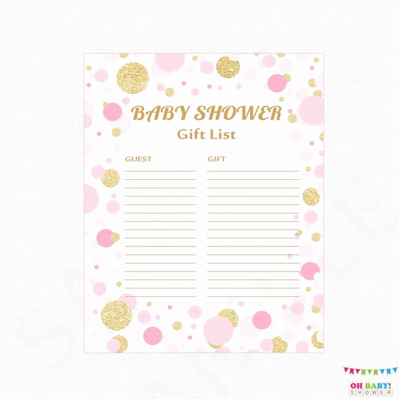 Baby Shower Gift Lists Luxury Pink and Gold Baby Shower Gift List Printable Gift List Baby