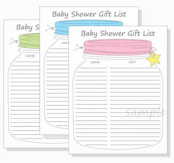 Baby Shower Gift Lists Unique Baby Shower Guest Gift List Printable Diy Mason Jar Design