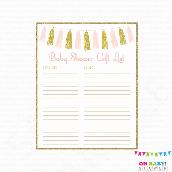Baby Shower Gift Lists Unique Gift List Pink and Gold Baby Shower Printable Gift List Girl