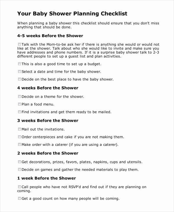 Baby Shower Planning Checklist Fresh 24 Helpful Baby Shower Checklists