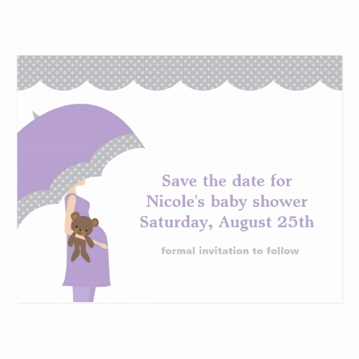Baby Shower Save the Dates Luxury Lavender Umbrella Baby Shower Save the Date Postcard