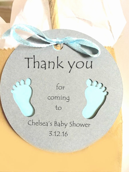 Baby Shower Thank You Tags Elegant Round Gift Tags with Baby Feet Thank You for Ing