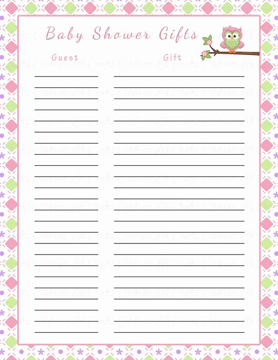 Baby Shower to Do List Awesome Owl Baby Shower Gift List Printable Baby Gift List Owl