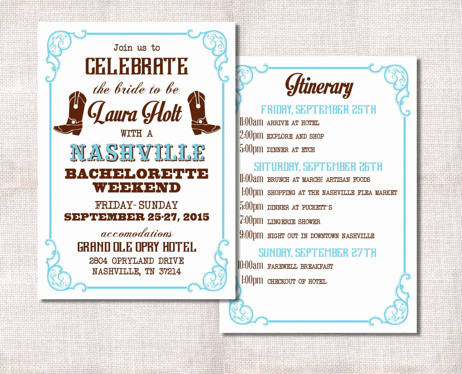 Bachelorette Party Itinerary Template Awesome Bachelorette Party Weekend Invitation and Itinerary Custom