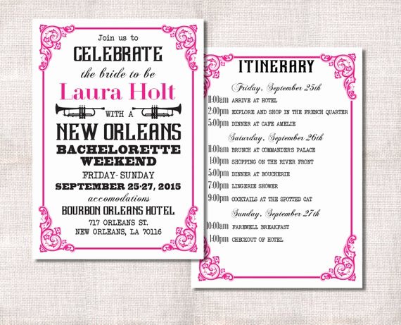 Bachelorette Party Itinerary Template Best Of Bachelorette Party Weekend Invitation and Itinerary Custom