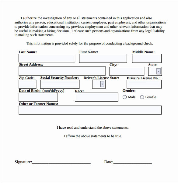 Background Check form Template Free Best Of Background Check Authorization form 10 Download Free