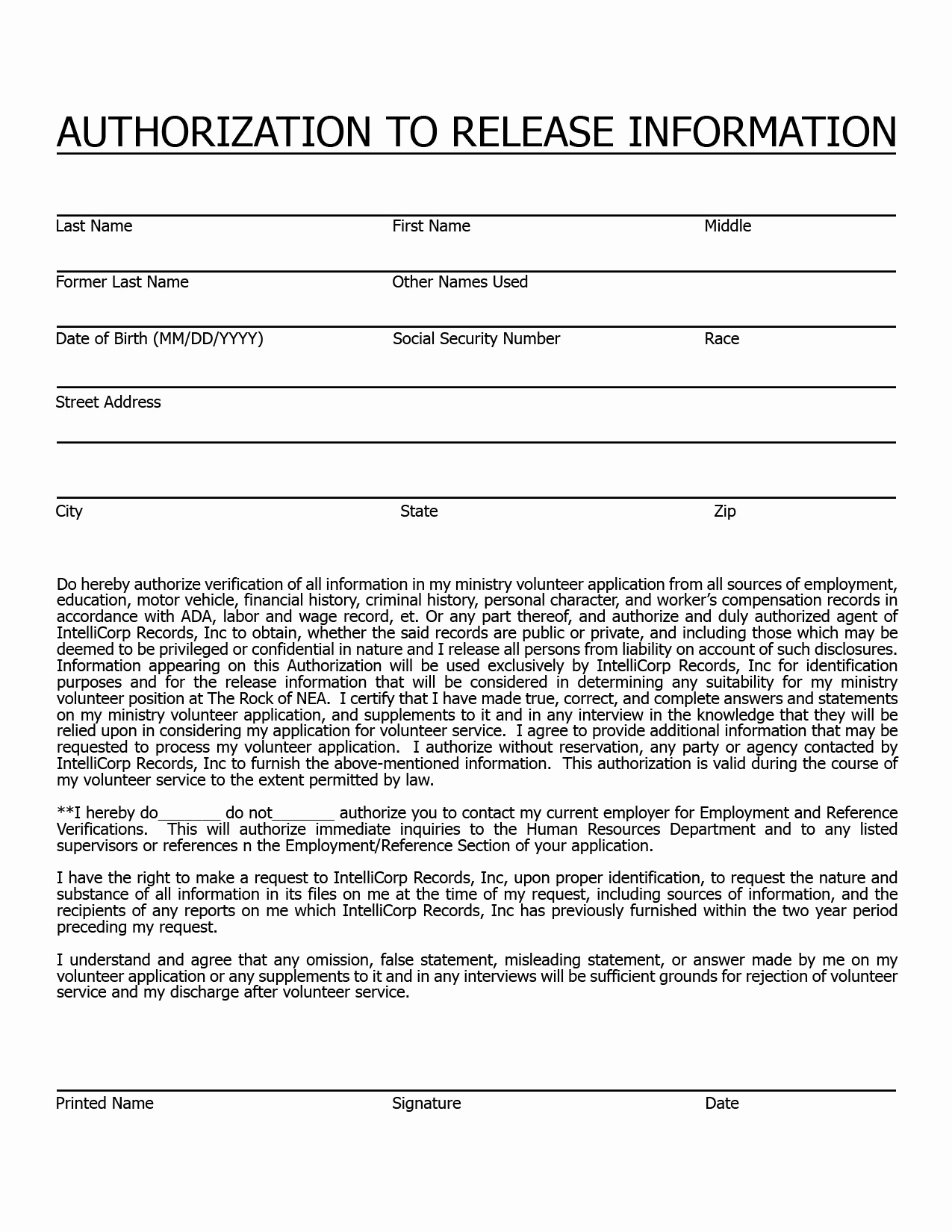Background Check form Template Free New Church Nursery Background Check form