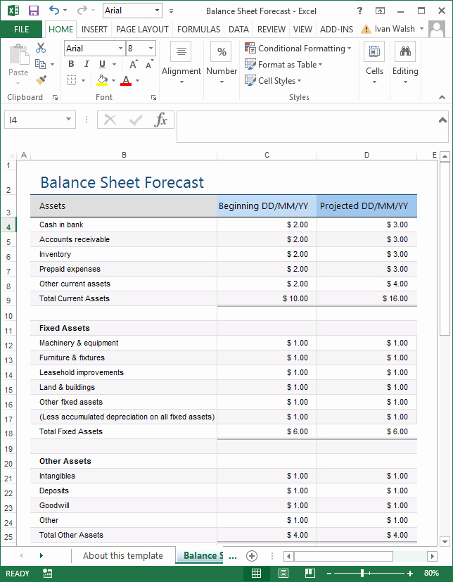 Balance Sheet Example Excel Lovely Excel Template – Balance Sheet forecast