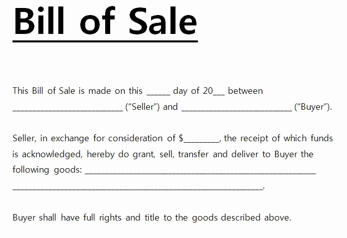 Basic Bill Of Sale Best Of Bill Of Sale Template Word