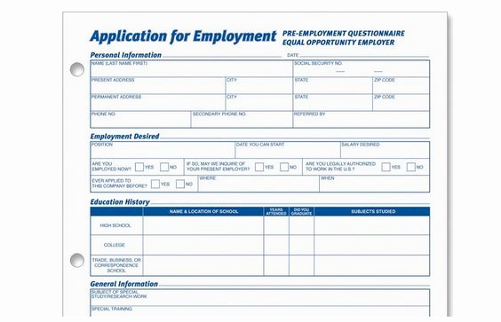 Basic Job Application Printable Inspirational Generic Employment Application form