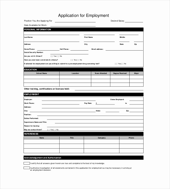 Basic Job Application Printable Lovely Application Templates – 20 Free Word Excel Pdf