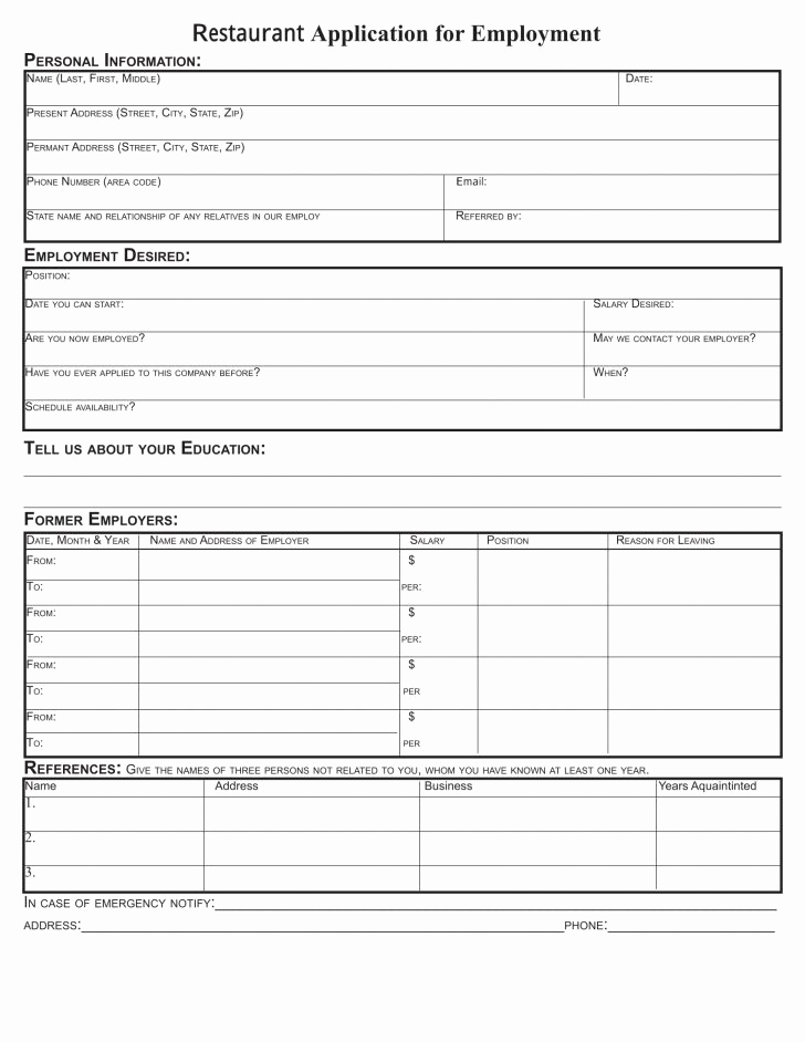 Basic Job Application Printable Lovely Free Printable Employment Applications Letter Examples