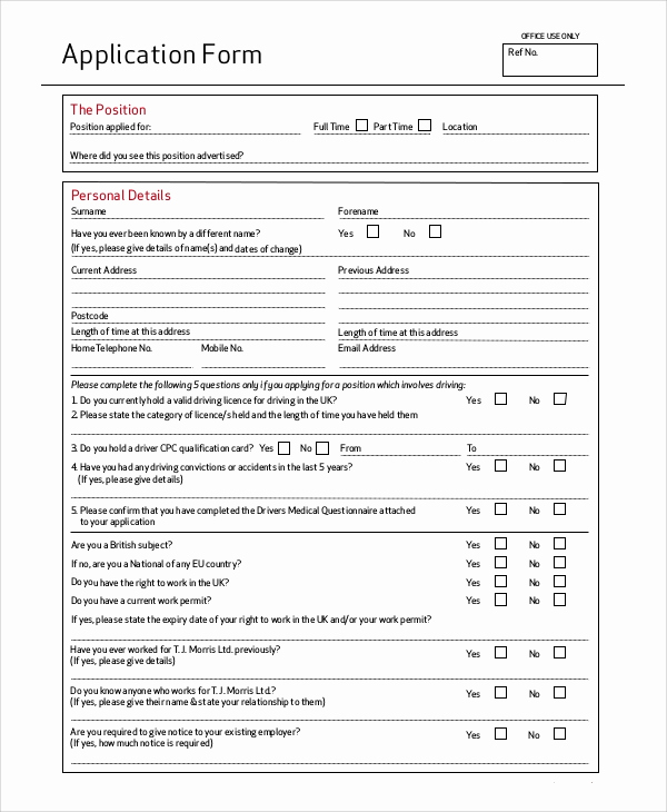 Basic Job Application Printable Unique 9 Sample Job Application forms