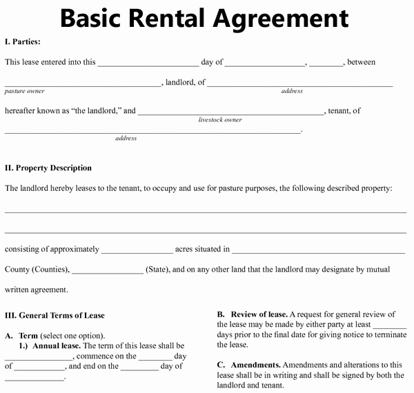 Basic Lease Agreement Template Inspirational Basic Lease Agreement