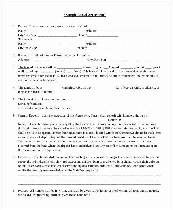 Basic Lease Agreement Template New 17 Simple Rental Agreements