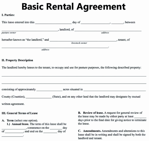 Basic Lease Agreement Template New Sample Rental Agreement Template