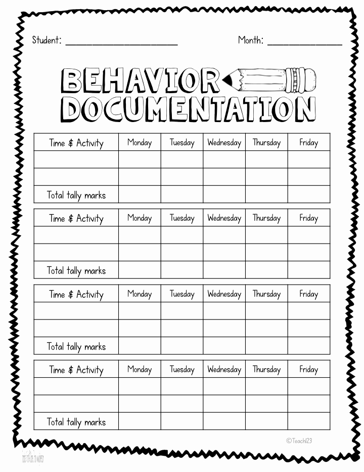 Behavior Charts for Teachers New Behavior Management Documenting Tips Teach123