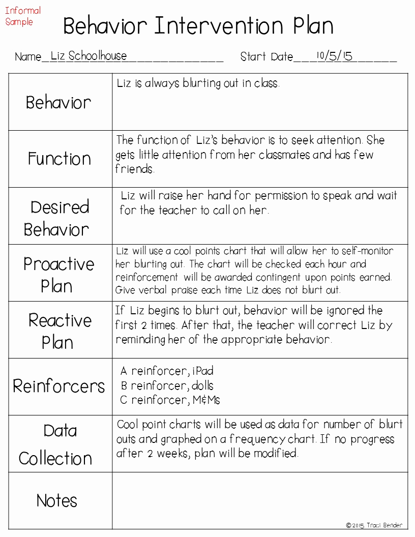 Behavior Intervention Plan Example Inspirational the Bender Bunch Creating A Behavior Intervention Plan Bip