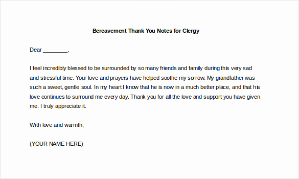 Bereavement Thank You Cards Luxury 5 Bereavement Thank You Notes Free Sample Example