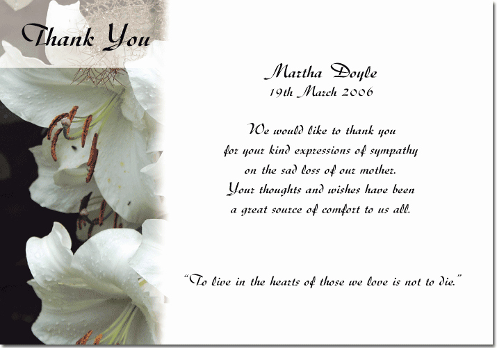 Bereavement Thank You Notes New Thank You Cards Blog