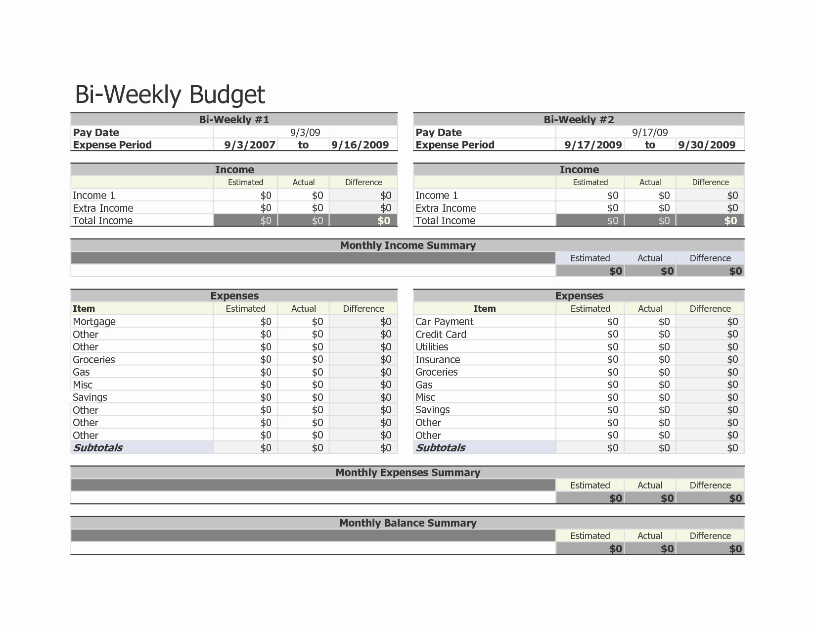 Bi Weekly Budget Template Elegant Bi Weekly Bud Worksheet Google Search