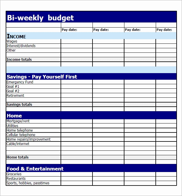 Bi Weekly Budget Template Inspirational 7 Bi Weekly Bud Template