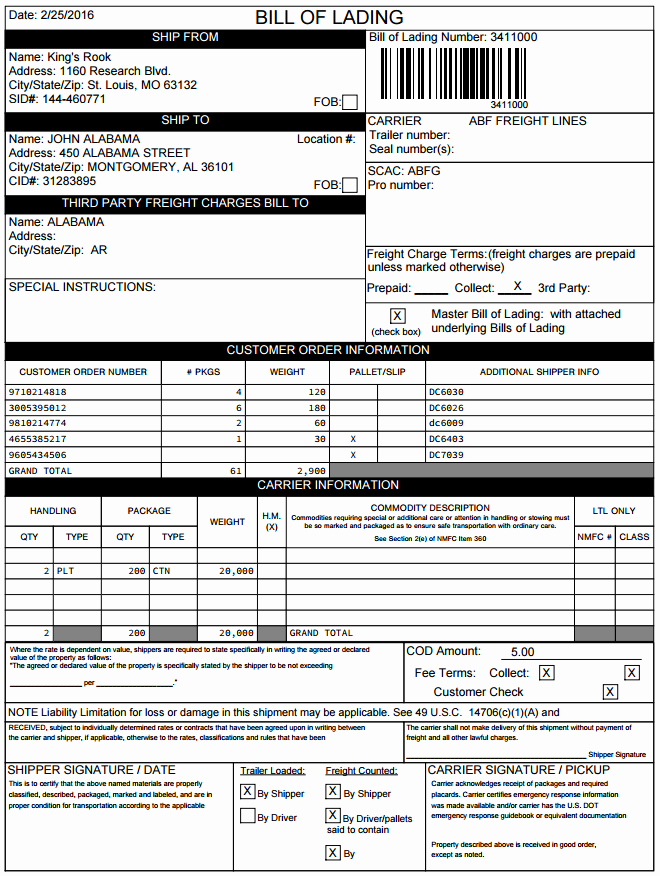 Bill Of Lading Sample Beautiful Create and Print A Bill Of Lading Infoplus Support
