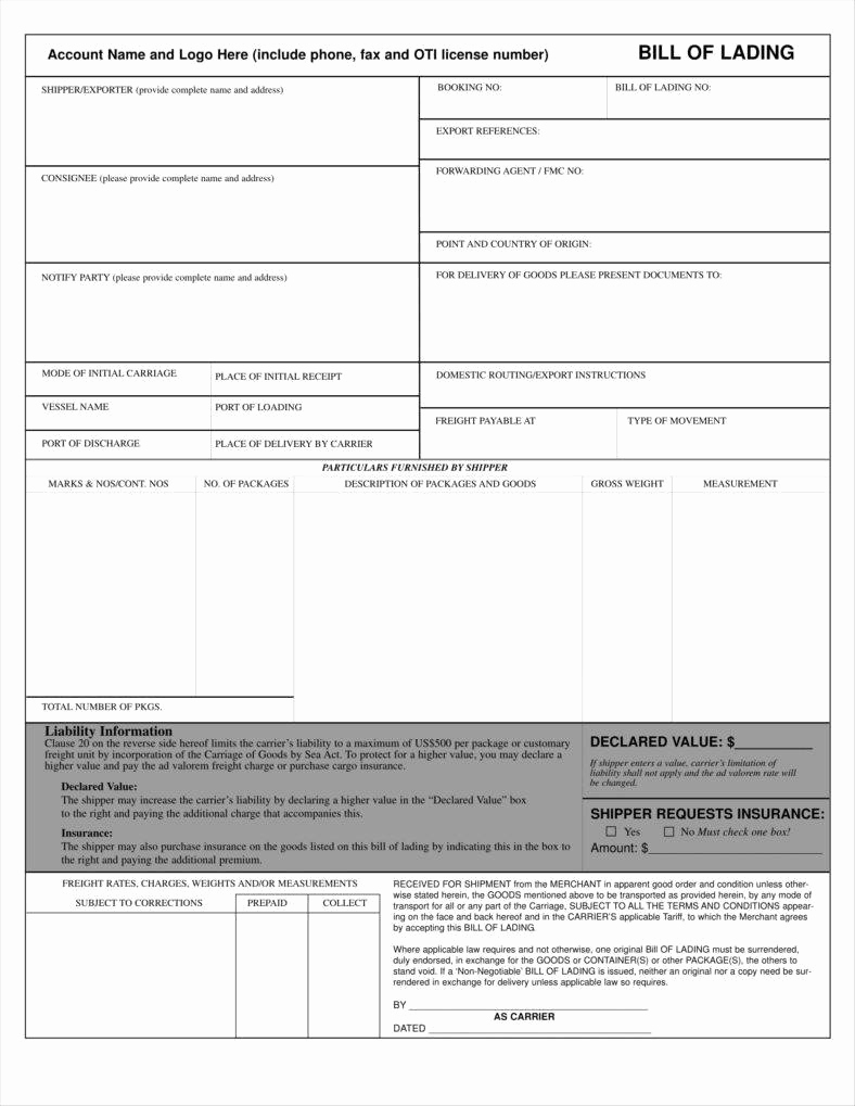 Bill Of Lading Sample Inspirational 29 Bill Of Lading Templates Free Word Pdf Excel