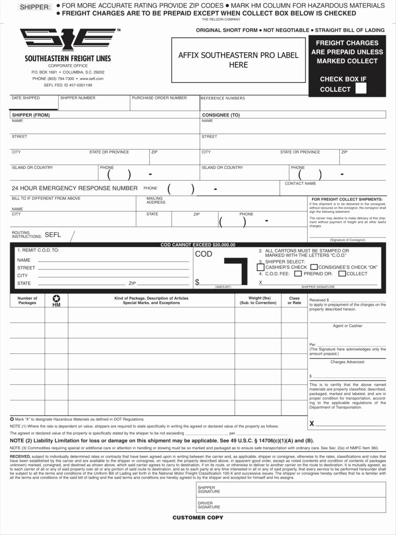 Bill Of Lading Sample New 29 Bill Of Lading Templates Free Word Pdf Excel