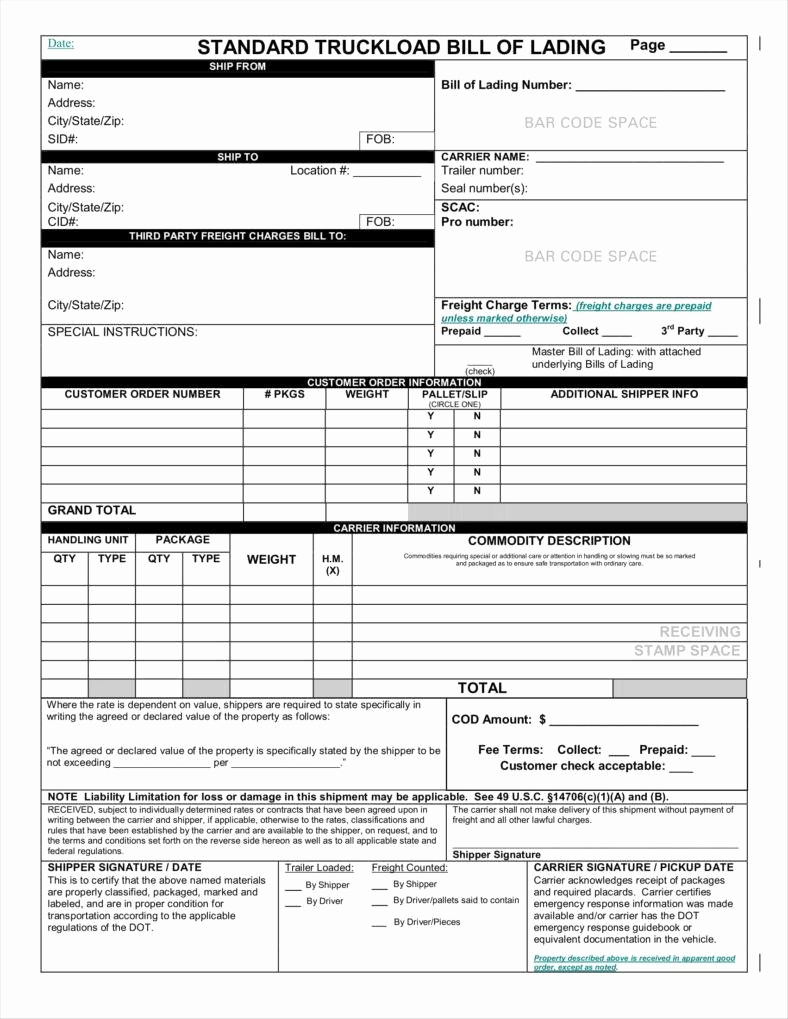 Bill Of Lading Sample Unique 29 Bill Of Lading Templates Free Word Pdf Excel