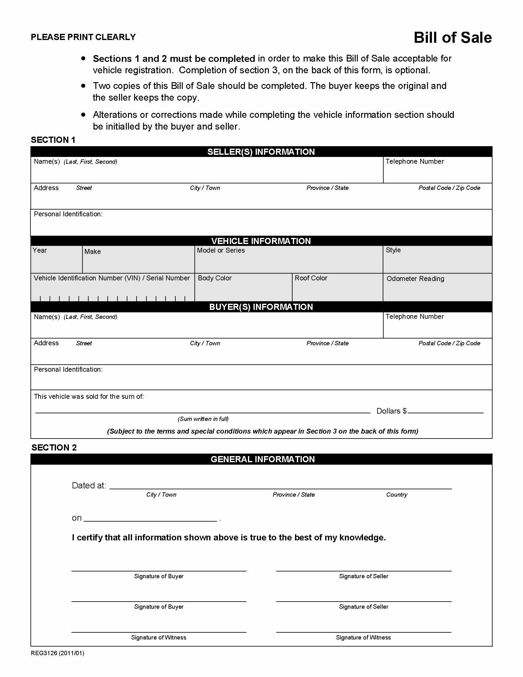 Bill Of Sale Car Template Awesome Bill Of Sale form Template Vehicle [printable]