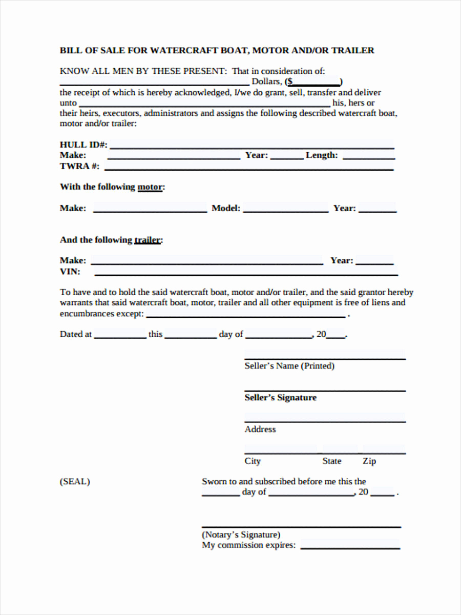 Bill Of Sale for Trailers Beautiful 30 Sample Bill Of Sale forms