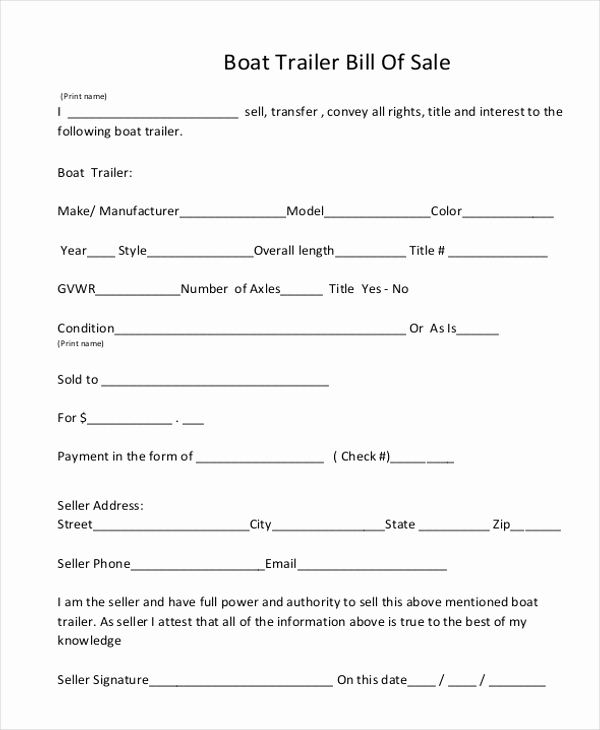 Bill Of Sale for Trailers Beautiful Trailer Bill Of Sale form 9 Free Documents In Word Pdf