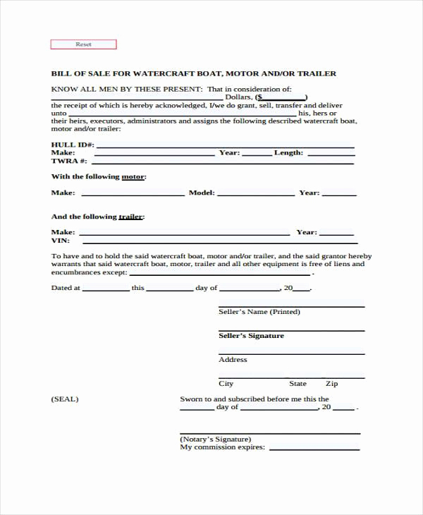 Bill Of Sale for Trailers Best Of 33 Bill Of Sale forms In Pdf