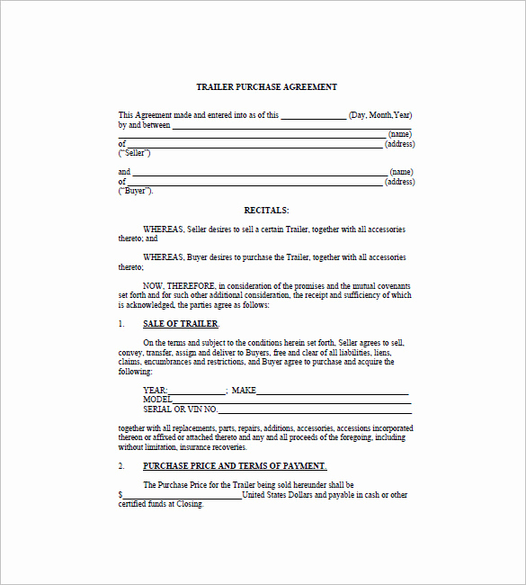 Bill Of Sale for Trailers Best Of Trailer Bill Of Sale – 8 Free Sample Example format