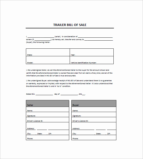 Bill Of Sale for Trailers Fresh Bill Of Sale Template 44 Free Word Excel Pdf