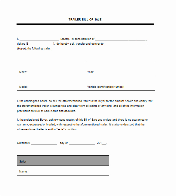 Bill Of Sale for Trailers Inspirational Trailer Bill Of Sale – 8 Free Word Excel Pdf format