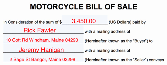 Bill Of Sale Motorcycle Elegant Free Motorcycle Bill Of Sale form Pdf Word
